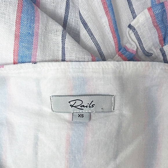 Rails Sandy Dress Linen Tahiti Stripe ParallelRuffles Layers Flowy Tiered Skirt - Picture 12 of 14